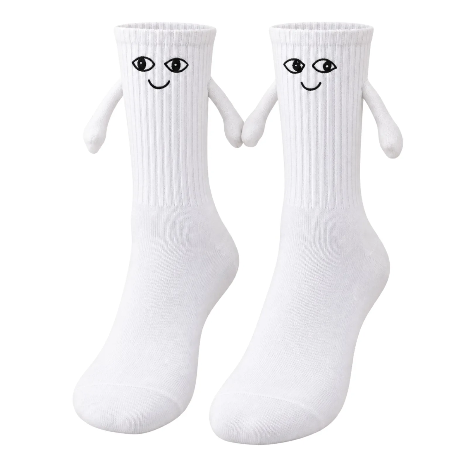 El Ele Tutuşan Mıknatıslı Sevimli Çorap 36-44 - Çift Hediyesi, Pamuklu Renkli Crew Model - Unisex Çorap