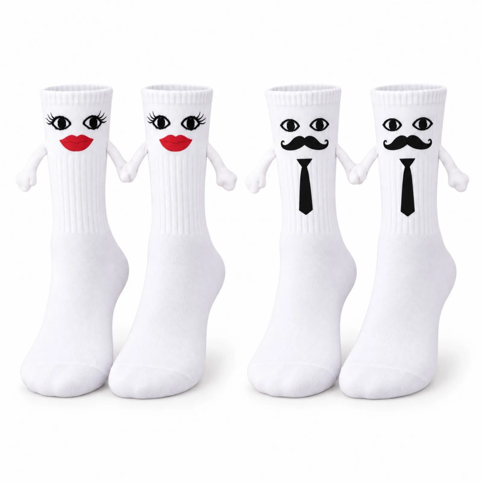 Mıknatıslı Gelin Damat Çorabı 2 Çift El Ele Tutuşan Düğün Çeyiz Bohça Eğlenceli Set - Unisex Çorap