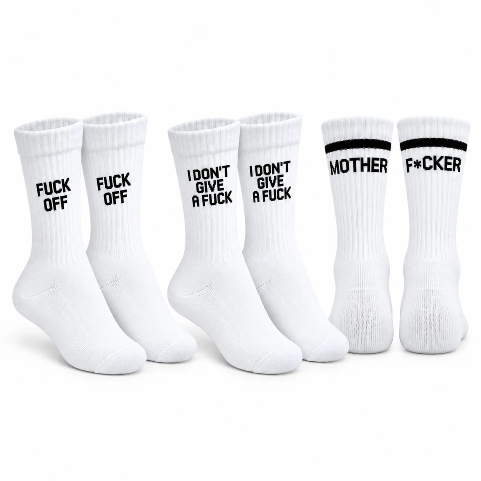 Unisex Beyaz Yazılı Çorap Esprili Sloganlı Uzun Soket Günlük Spor Rahat 3lü Eğlenceli Şık Hediye Set - Unisex Çorap