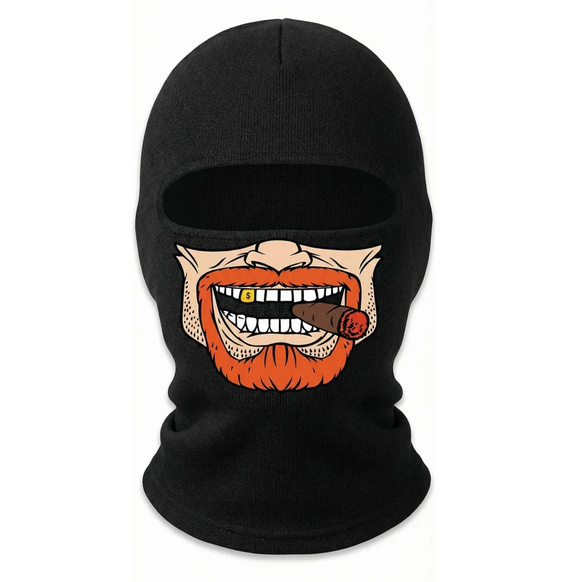 Unisex Sakallı Puro Baskılı Balaklava 1 Adet Tek Beden Viskoz Kask İçi Outdoor Maske - Maske