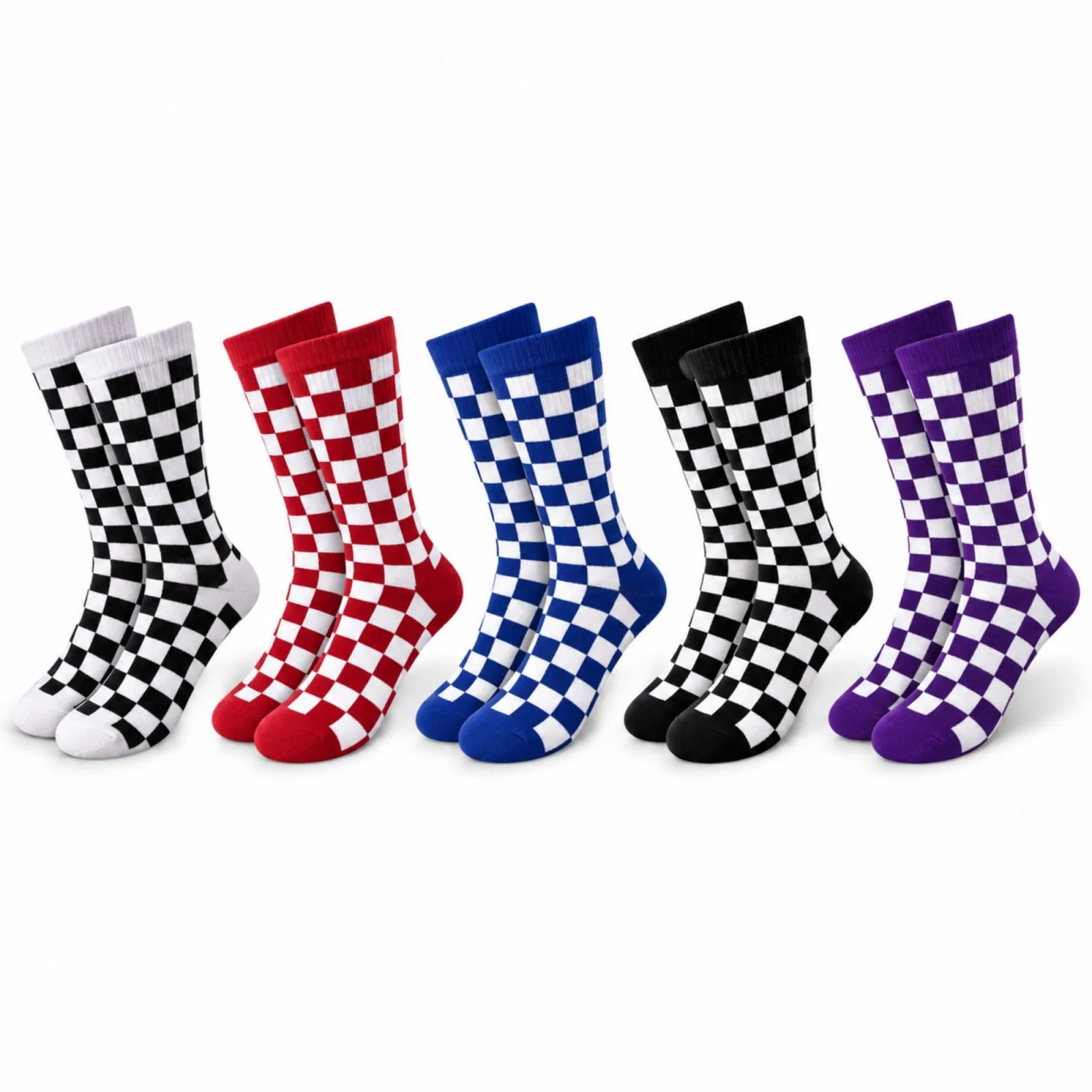 UNİSEX Çorap Dama Desenli Renkli 5'li Set Kareli Uzun Soket Günlük Spor Eğlenceli Rahat Çorap Seti - Unisex Çorap