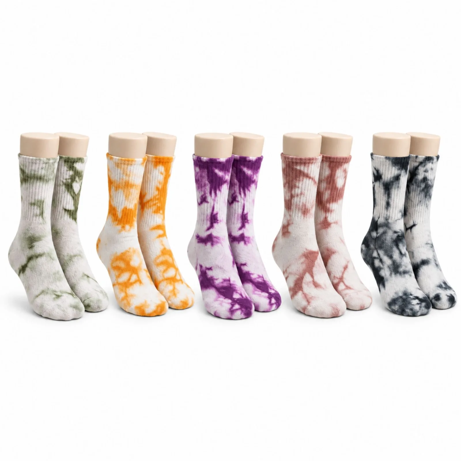 Unisex Batik Desenli Çorap 5'li Set Renkli Pamuklu Uzun Soket Dikişsiz Nefes Alan Günlük Spor Çorabı - Unisex Çorap