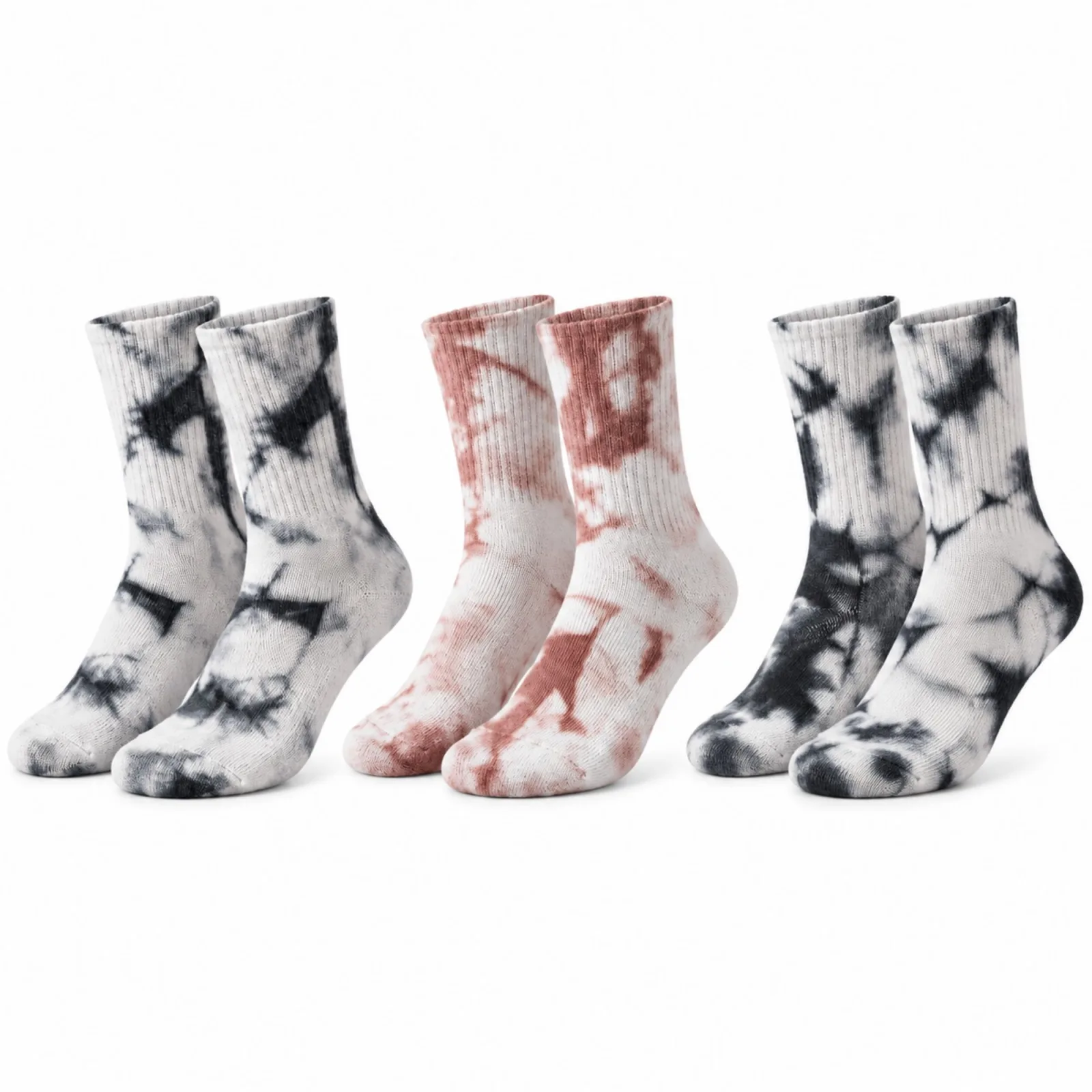 Unisex Batik Desenli Çorap 3'lü Set Pamuklu Uzun Soket Günlük Spor Nefes Alan Dikişsiz - Unisex Çorap