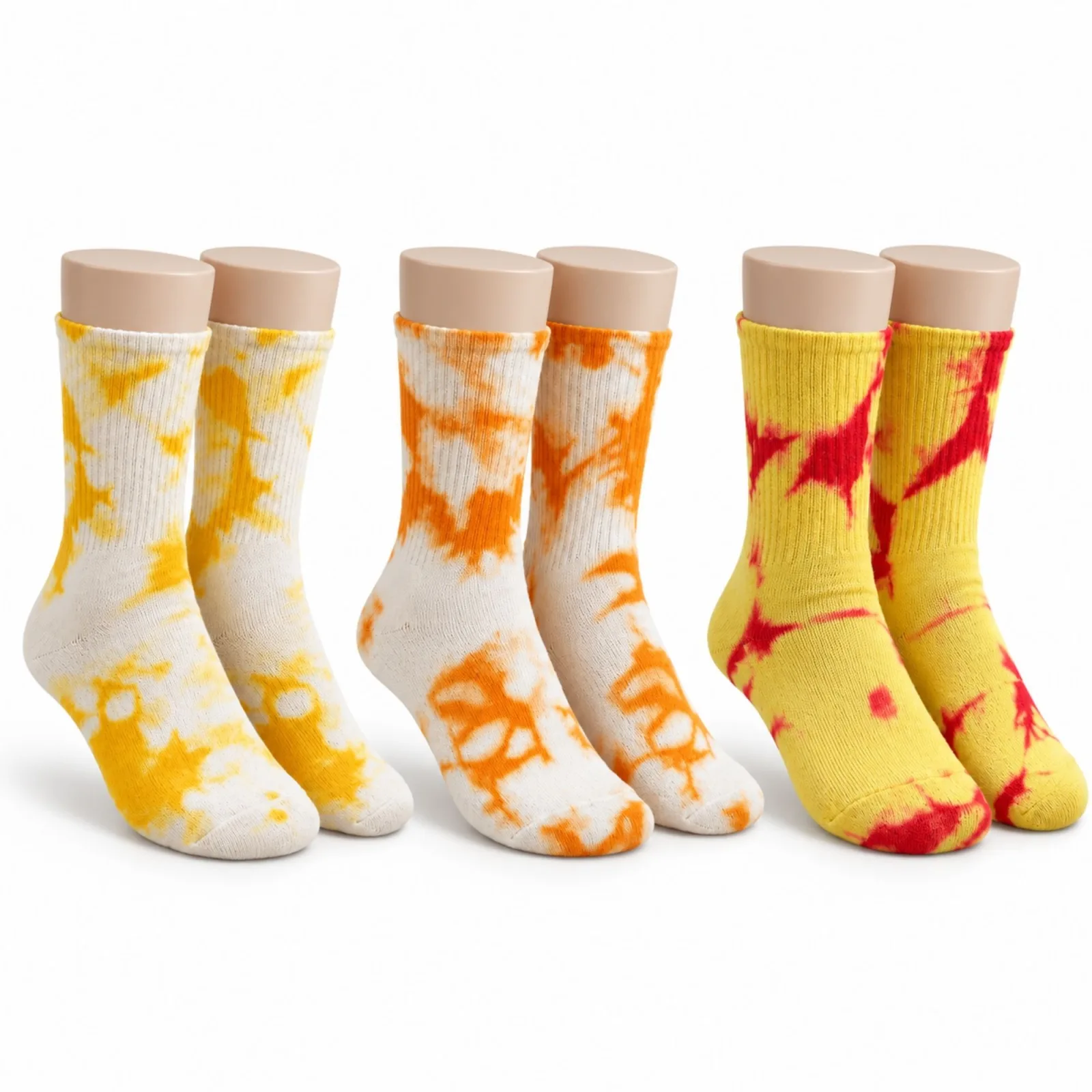 Unisex Batik Desenli Çorap 3'lü Set Pamuklu Renkli Uzun Soket Dikişsiz Nefes Alan Günlük Spor Çorabı - Unisex Çorap