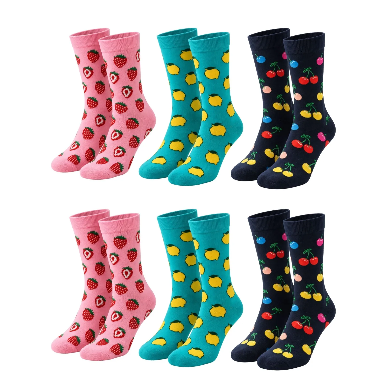 Kadın Ve Erkek Çorap Meyve Desenli Renkli 6'lı Set Uzun Soket Günlük Rahat Spor Çorap Seti - Unisex Çorap
