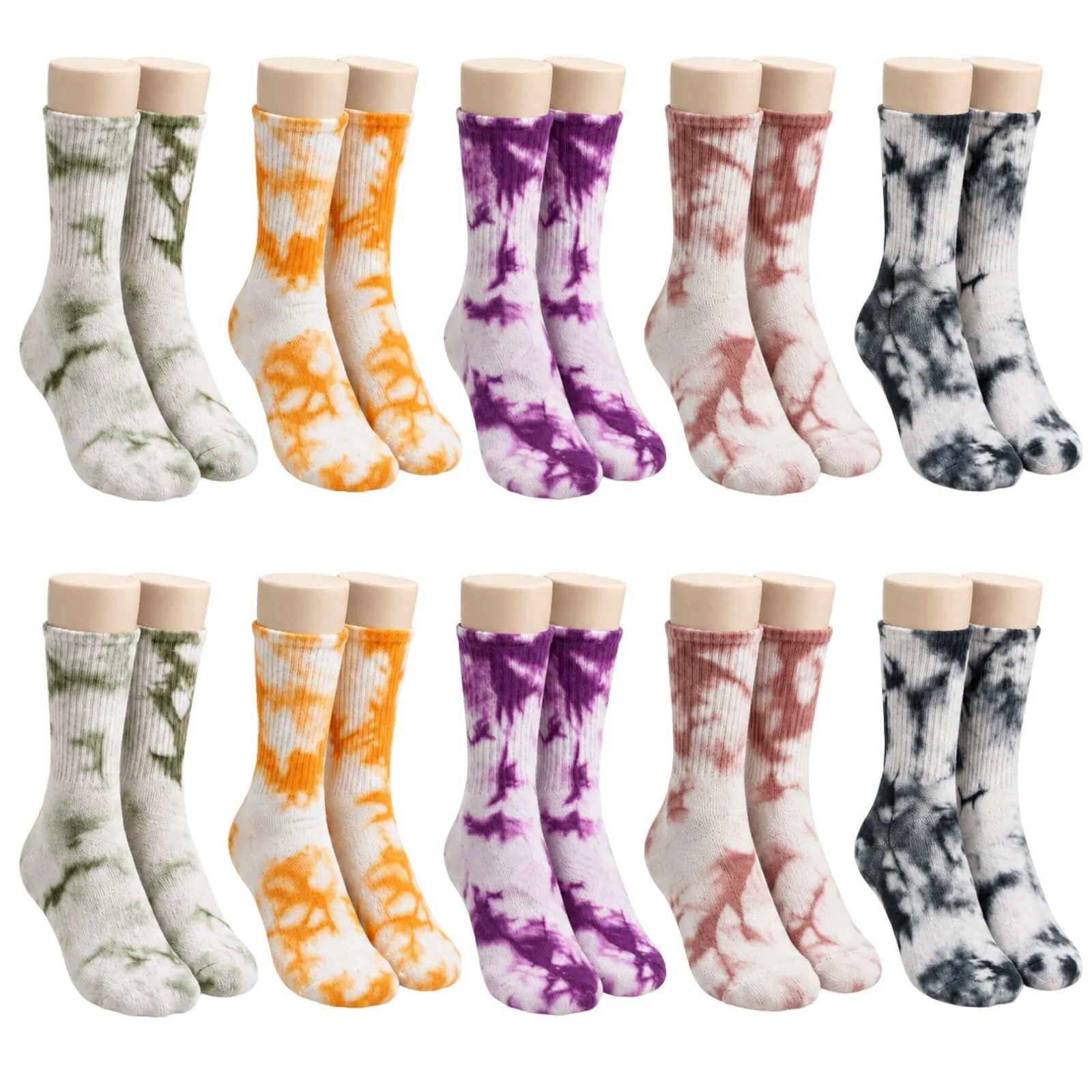Unisex Batik Desenli Çorap 10'lu Set Renkli Pamuklu Uzun Soket Dikişsiz Nefes Alan Günlük Spor Çorabı - Unisex Çorap