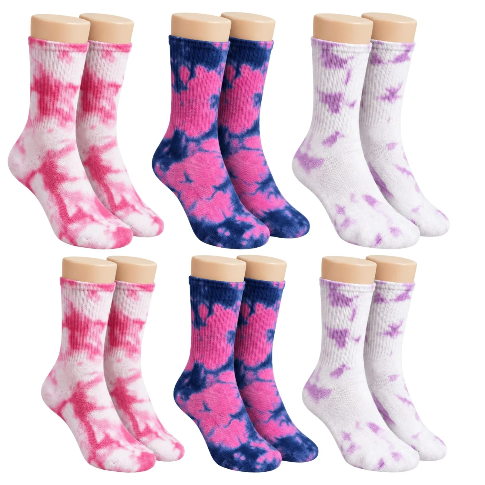 Unisex Batik Desenli Çorap 6'lı Set Pamuklu Renkli Uzun Soket Dikişsiz Nefes Alan Günlük Spor Çorabı - Unisex Çorap