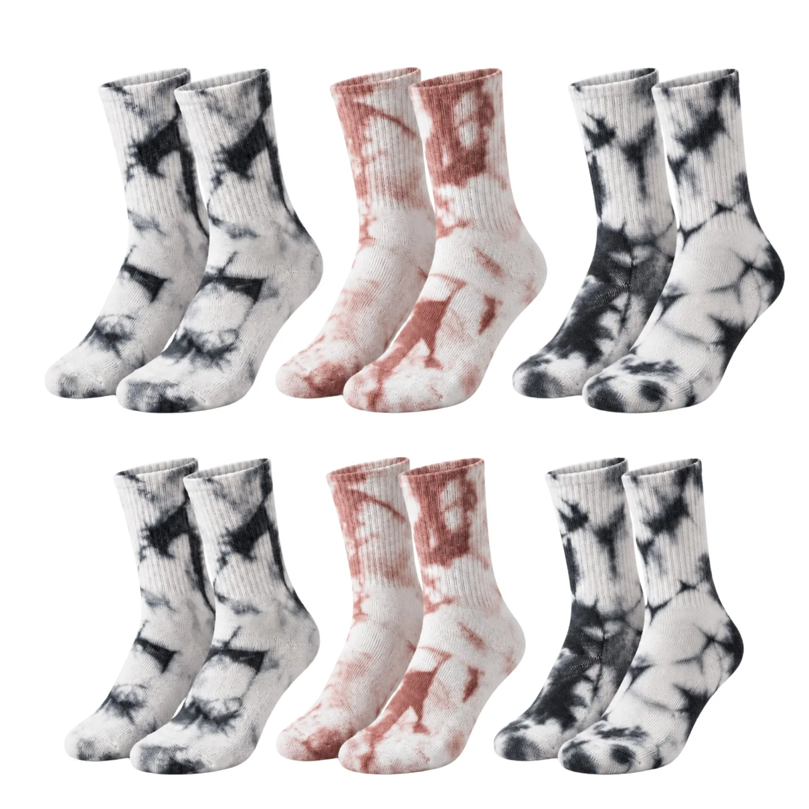 Unisex Batik Desenli Çorap 6'lı Set Pamuklu Uzun Soket Günlük Spor Nefes Alan Dikişsiz - Unisex Çorap