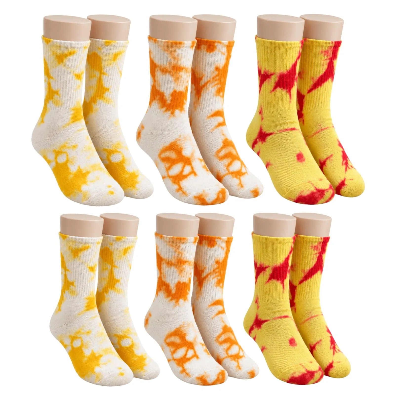 Unisex Batik Desenli Çorap 6'lı Set Pamuklu Renkli Uzun Soket Dikişsiz Nefes Alan Günlük Spor Çorabı - Unisex Çorap