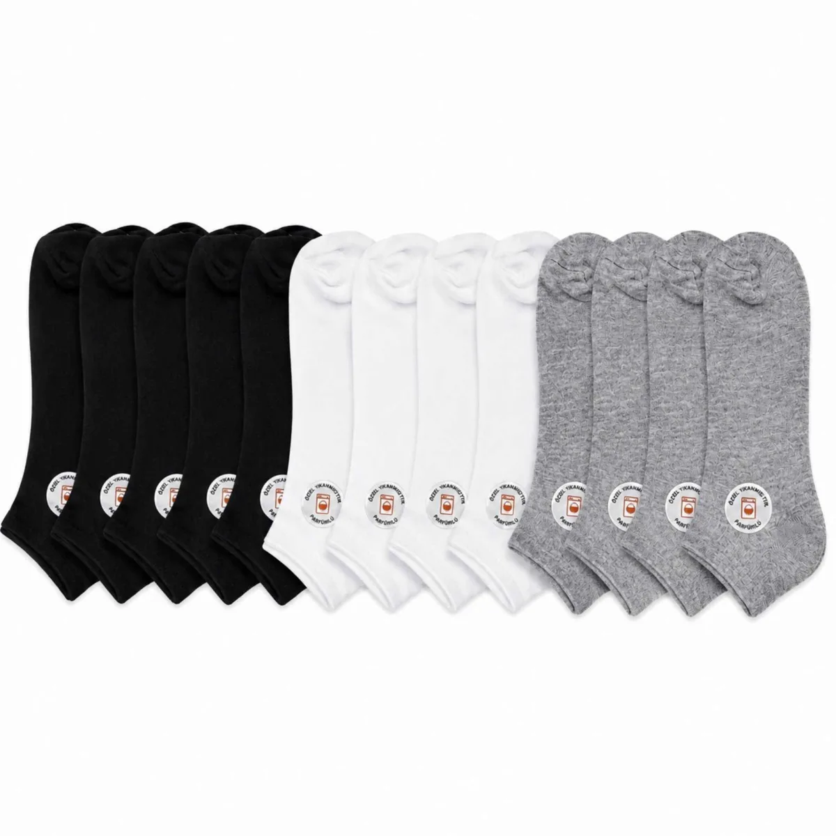 Unisex Dikişsiz Patik Çorap 12'li | %85 Pamuklu Geri Dönüşüm İplikli, Nefes Alan Spor - Unisex Çorap